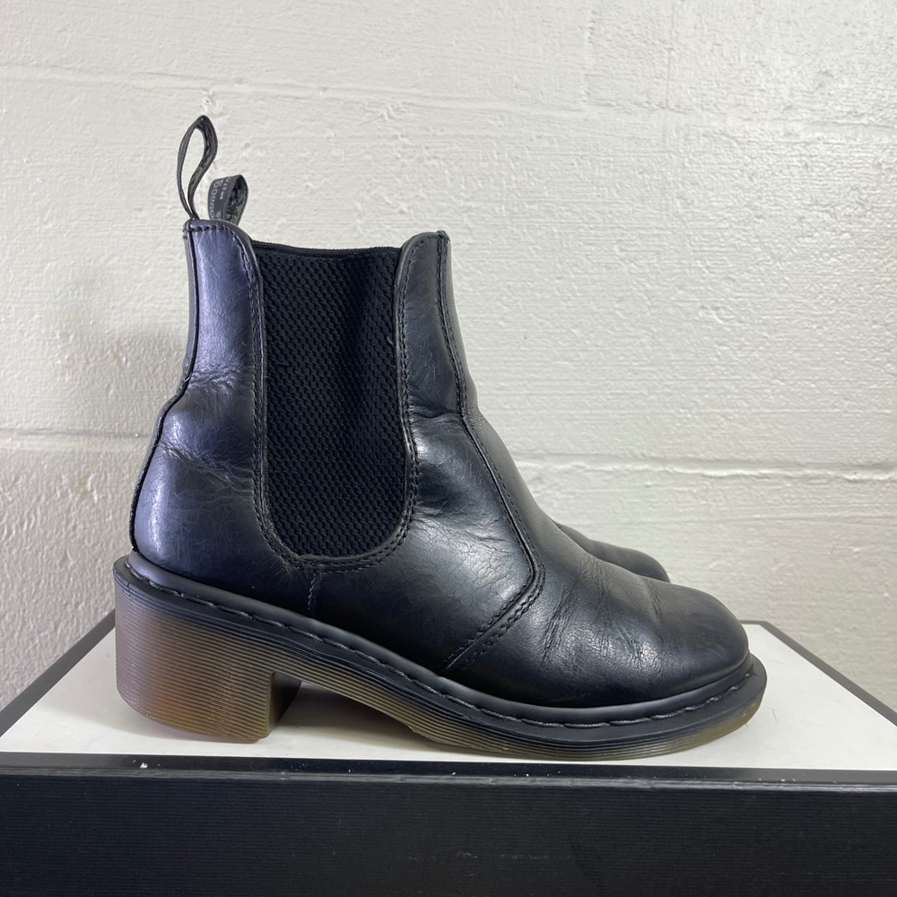Dr. Martens Cadence Black Leather Heeled Chelsea Boots Women's Size 5 UK/7 US